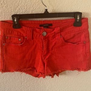 Forever 21 red distressed jean shorts